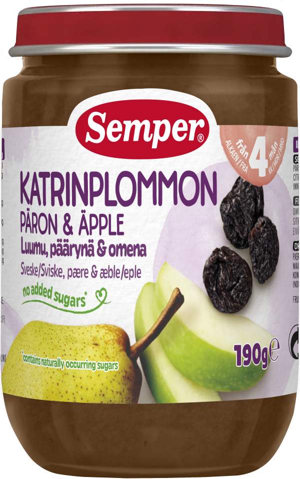 Puré Katrinplommon & päron 4 Mån