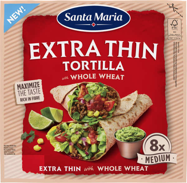 Tortilla Fullkorn Extra Thin Medium 8-pack