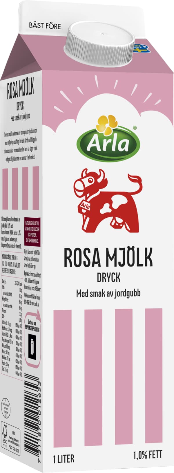 Rosa Mjölk Jordgubb 1%