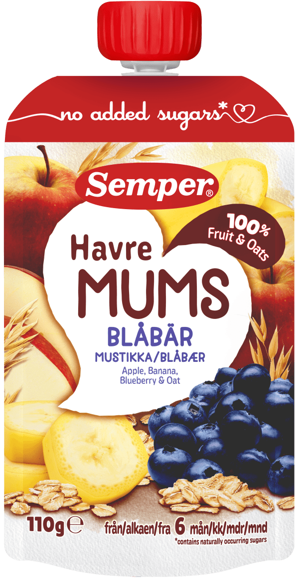 Fruktmums Blåbär med havre 6 Mån