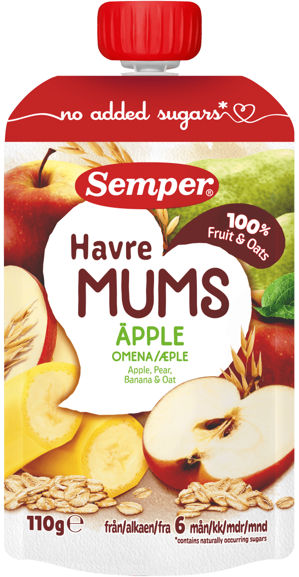 Fruktmums Äpple med havre 6 Mån