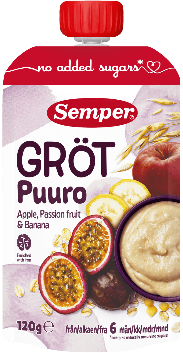 Grötklämmis Passionsfrukt, äpple & banan 6 Mån