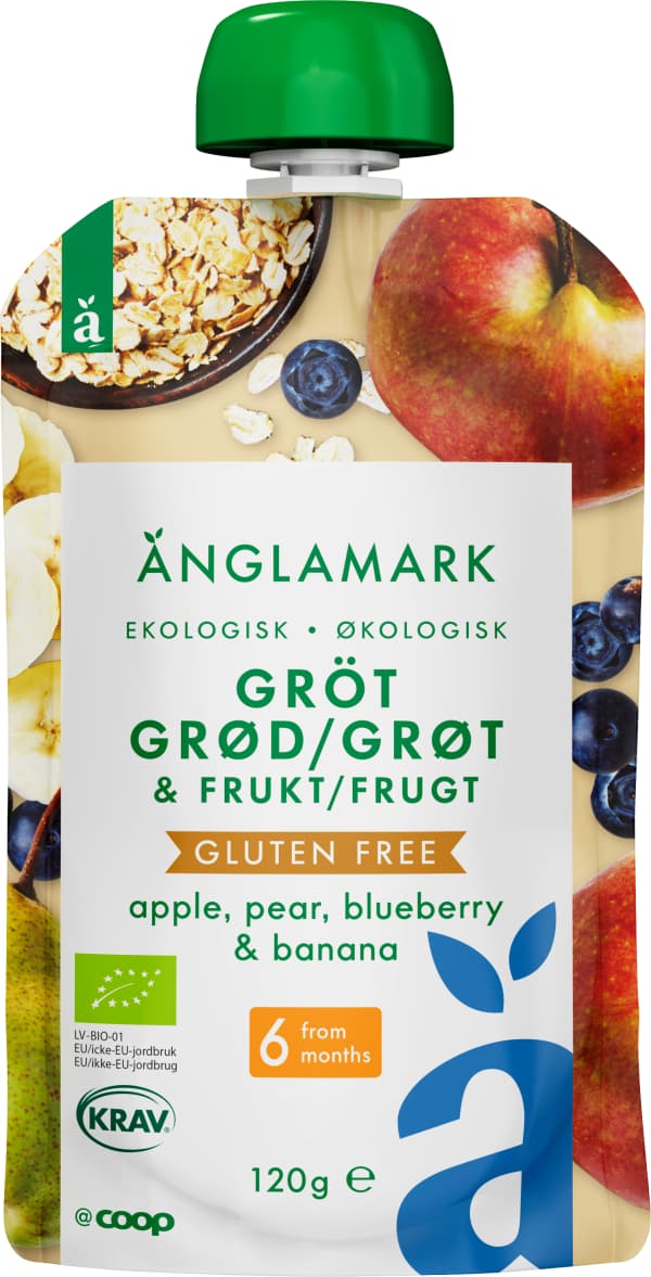 Grötklämmis Äpple, Päron, Blåbär & Banan 6 Mån