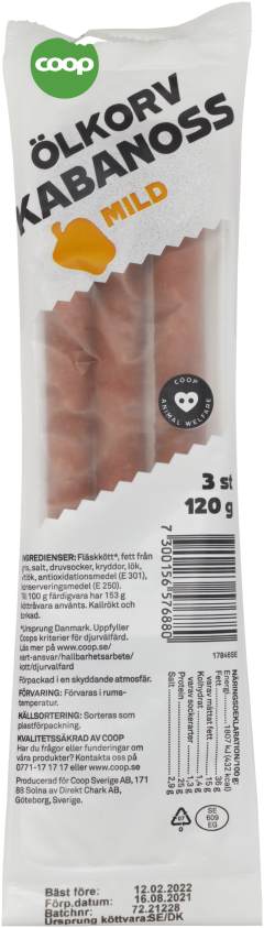 Ölkorv Mild Kabanoss 3-pack