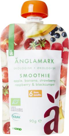 Smoothie Äpple, banan, jordgubb, hallon & svartvinbär 6 Mån Eko