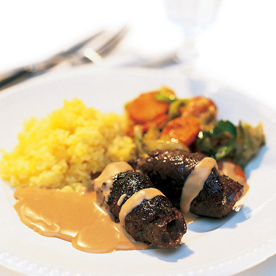 Lövbiffrulader med sås