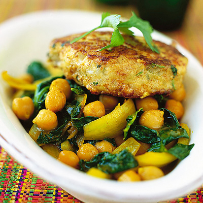 Fiskburgare med kikärtsgryta