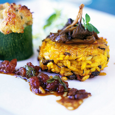 Risottobiffar med getostfylld squash