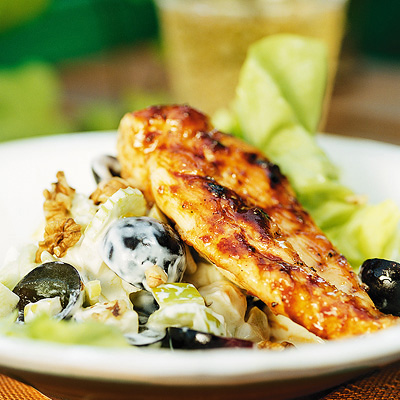 Apelsinglaserad kyckling med waldorfsallad