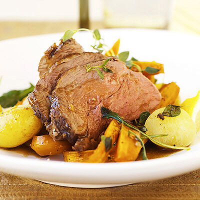 Citronstekt lamm med rostade morötter