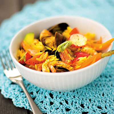 Räkpaella med risoni