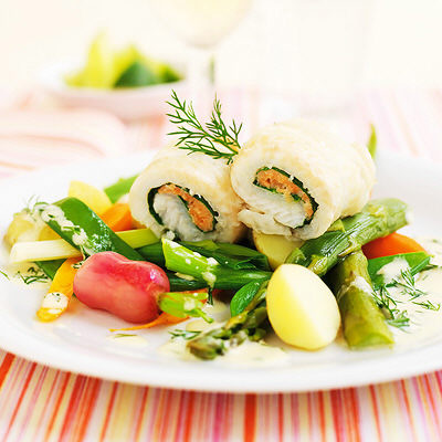 Fiskfilé med räkor och primörer