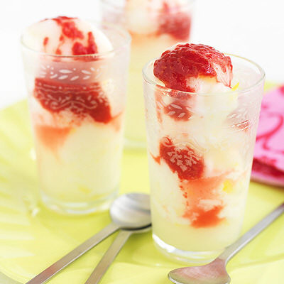 Citronsorbet med mixade hallon