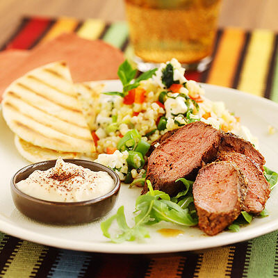 Lammfilé med tahinidressing
