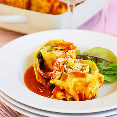 Spenat- och skinkfylld cannelloni