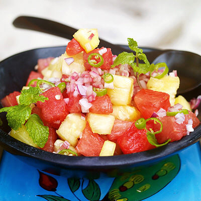 Melonsallad med chili och ananas