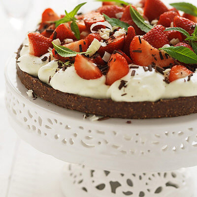 Glutenfri chokladtårta med jordgubbar