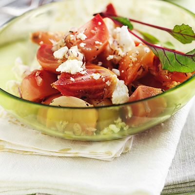 Kokta polkabetor med vitlöksdressing