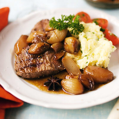 Biff med kryddig löksky