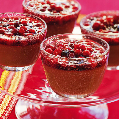 Chokladpannacotta med lingon