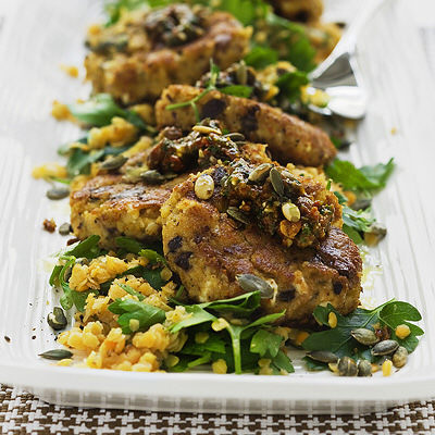 Vegetariska biffar med fetaost