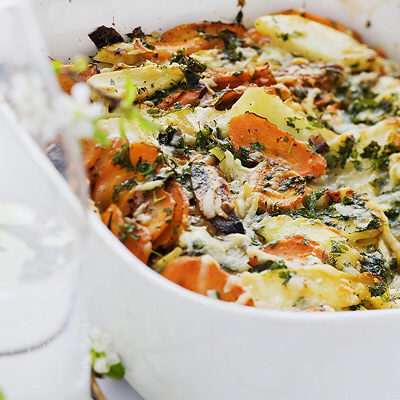 Rotfruktsgratäng med parmesan