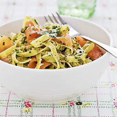 Laxpasta med rökt lax