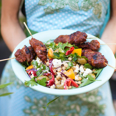 Entrecôtespett och kikärtssallad med fetaost