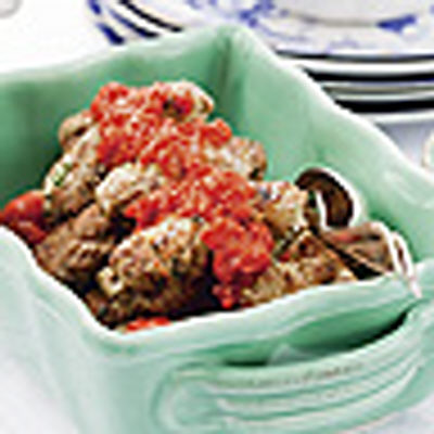 Kefta med tomatdipp