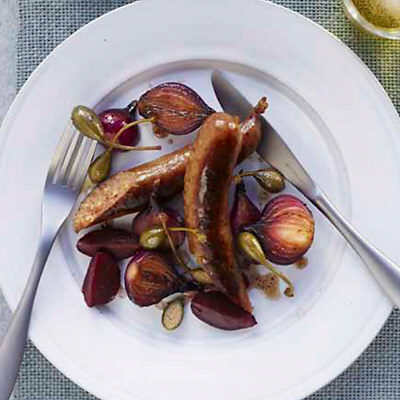 Isterband och rödbetor med smörstekta lökar