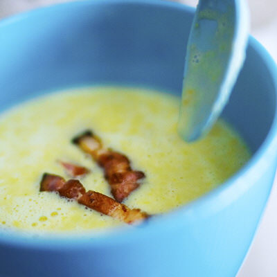 Creamy corn soup med rökt sidfläsk