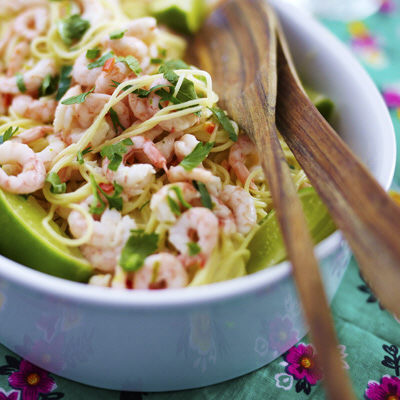 Capellini med räkor och lime