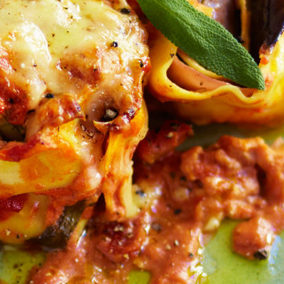 Krämig lasagne med skinka