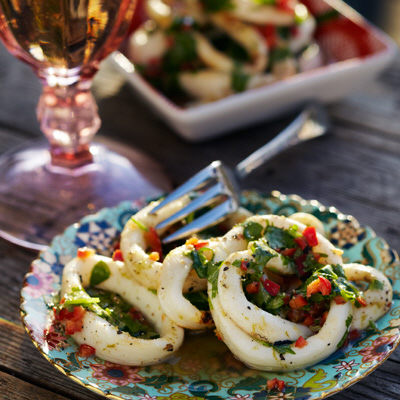 Kalamaresringar i lime och chili