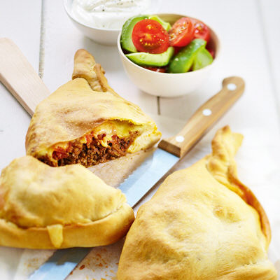 Calzonepizza med tacokryddad färs