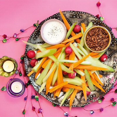 Grönsaker med rostad vitlöksdipp