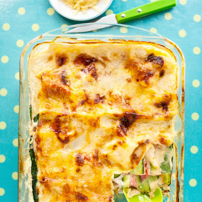 Lasagne med kassler och zucchini