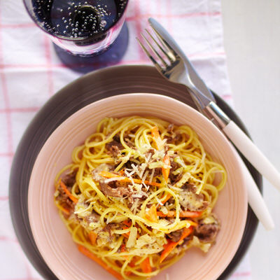 Spagetti med renskav