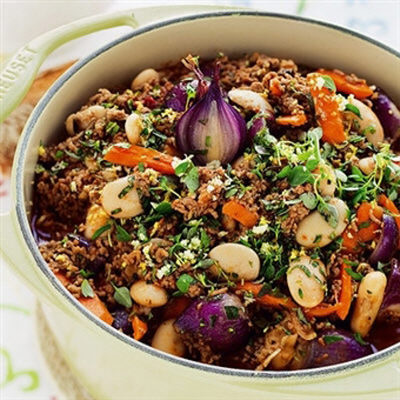 Lammfärsgryta med timjangremolata