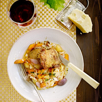 Majskyckling med rotfruktsrisotto