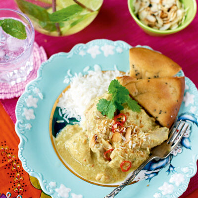 Kyckling korma med kryddigt ris