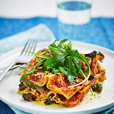 Lasagne med cottage cheese och spenat
