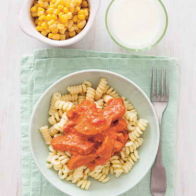 Korv stroganoff med pasta