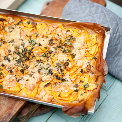 Filodegspizza med sötpotatis