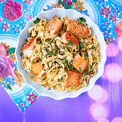 Laxpasta med citron