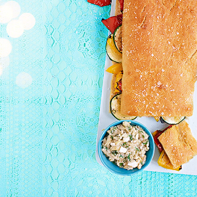 Focaccia med rostade medelhavsgrönsaker