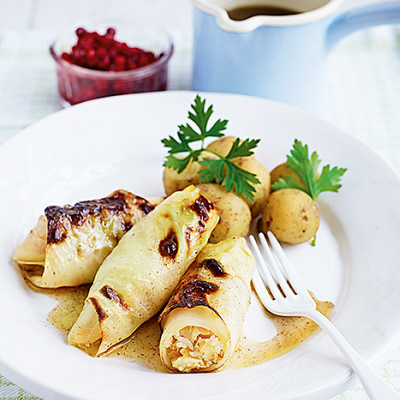 Vegetariska kåldolmar med linser