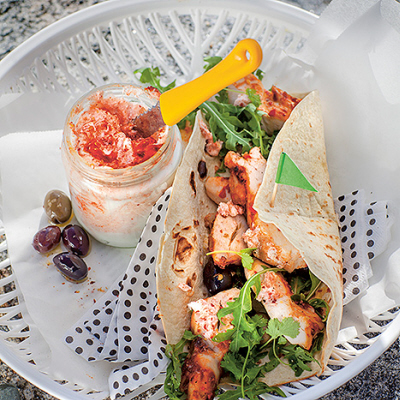 Kycklingwraps med harissayoghurt