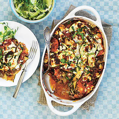Köttfärsgratäng med zucchini