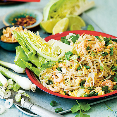 Pad thai med räkor